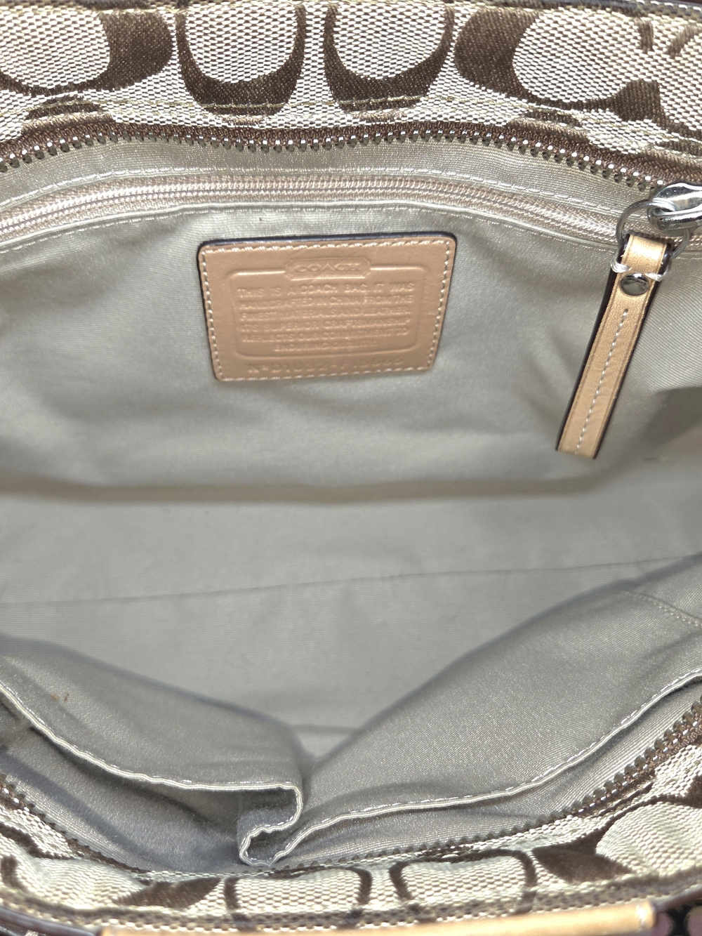 COACH Tan Signature Canvas Tote with Tassel - Picture 7 of 8